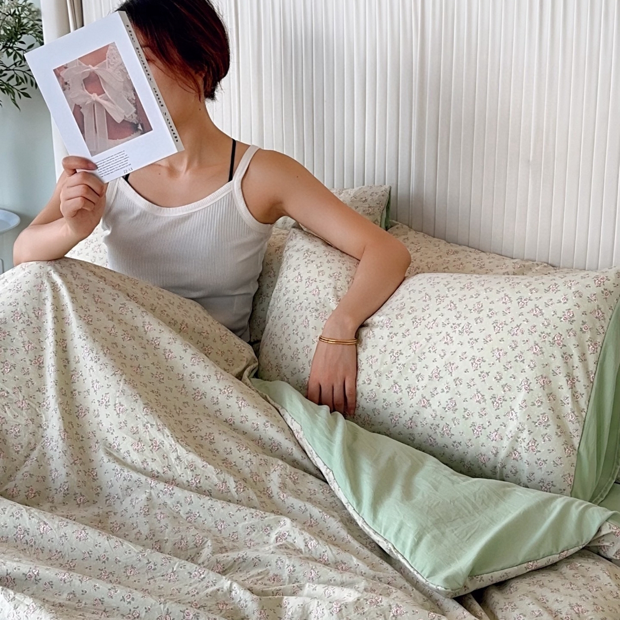 91家纺网 家纺一手货源 找家纺 兜米家居 2025新款古法水洗棉印花小清新四件套 小清新