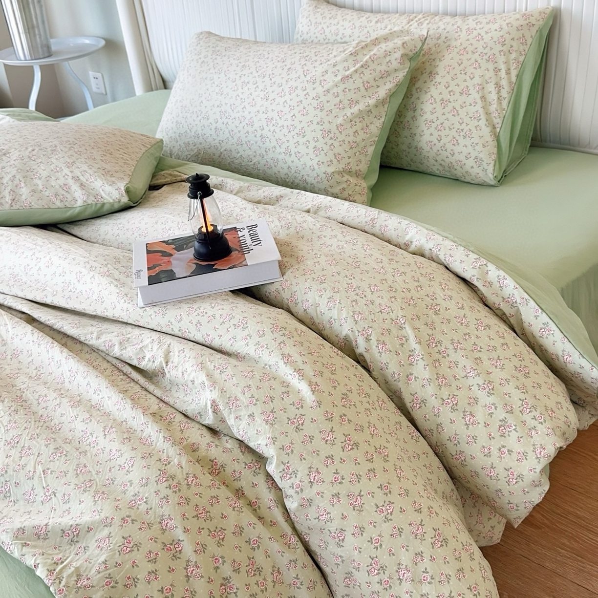 91家纺网 家纺一手货源 找家纺 兜米家居 2025新款古法水洗棉印花小清新四件套 小清新