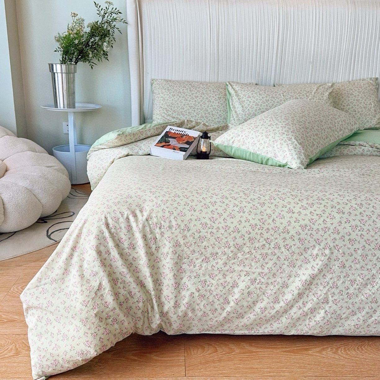 91家纺网 家纺一手货源 找家纺 兜米家居 2025新款古法水洗棉印花小清新四件套 小清新