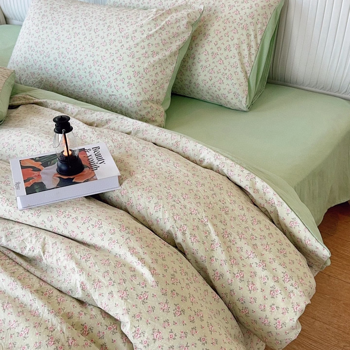 91家纺网 家纺一手货源 找家纺 兜米家居 2025新款古法水洗棉印花小清新四件套 小清新