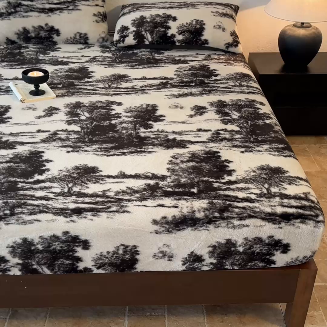 91家纺网 家纺一手货源 找家纺 子曰 2025新款加厚美拉德兔绒床笠 美拉德-赫本