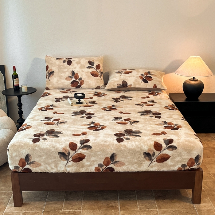 91家纺网 家纺一手货源 找家纺 子曰 2025新款加厚美拉德兔绒床笠 美拉德-曼丽