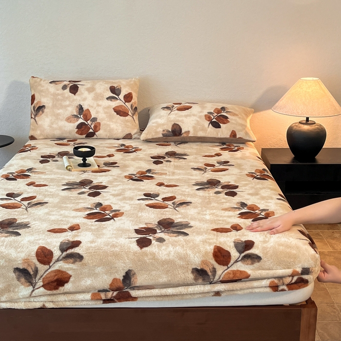 91家纺网 家纺一手货源 找家纺 子曰 2025新款加厚美拉德兔绒床笠 美拉德-曼丽