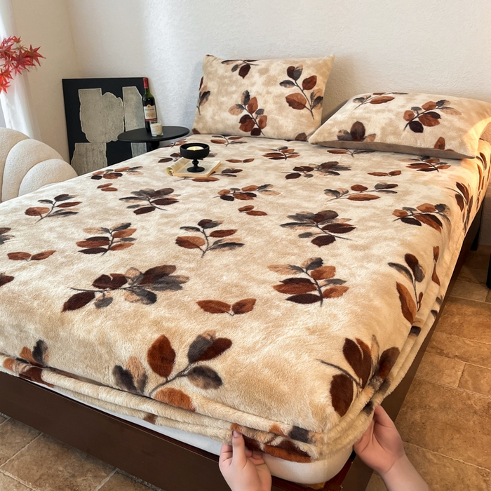 91家纺网 家纺一手货源 找家纺 子曰 2025新款加厚美拉德兔绒床笠 美拉德-曼丽