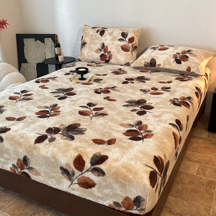 91家纺网 家纺一手货源 找家纺 子曰 2025新款加厚美拉德兔绒床笠 美拉德-曼丽