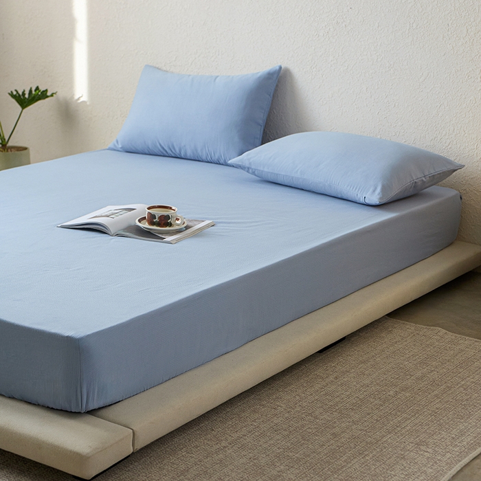 91家纺网 家纺一手货源 找家纺 千朵森 2025新款全棉纯棉提花磨毛床笠单品床笠单件单床笠 线语—雾霾蓝