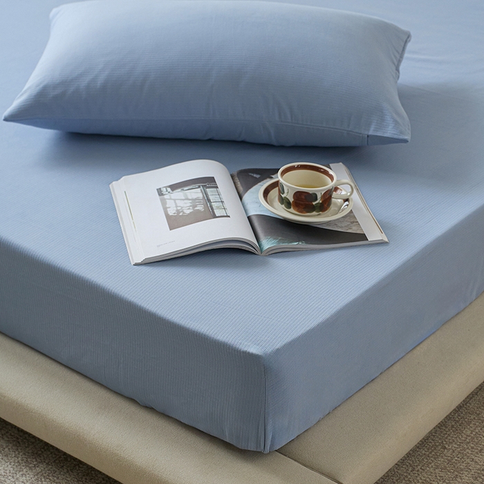 91家纺网 家纺一手货源 找家纺 千朵森 2025新款全棉纯棉提花磨毛床笠单品床笠单件单床笠 线语—雾霾蓝