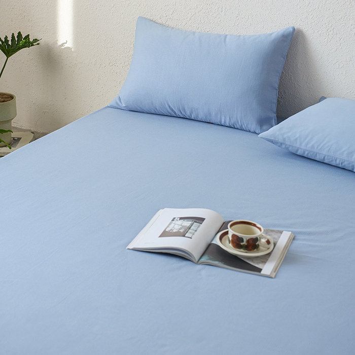 91家纺网 家纺一手货源 找家纺 千朵森 2025新款全棉纯棉提花磨毛床笠单品床笠单件单床笠 线语—雾霾蓝