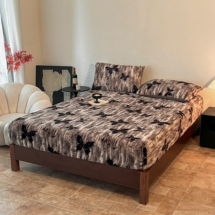 91家纺网 家纺一手货源 找家纺 子曰 2025新款加厚美拉德兔绒床笠 美拉德-梦境