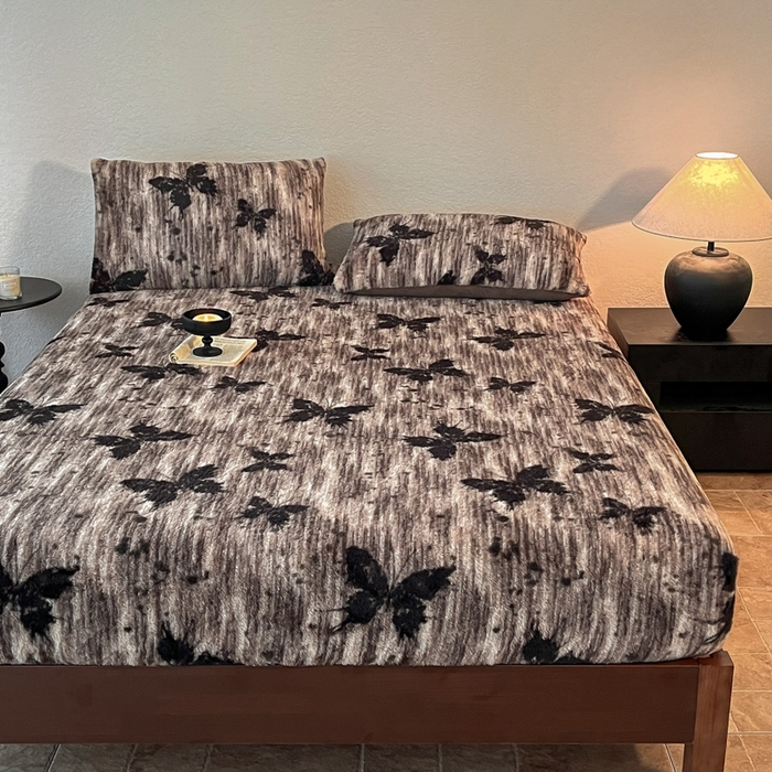 91家纺网 家纺一手货源 找家纺 子曰 2025新款加厚美拉德兔绒床笠 美拉德-梦境