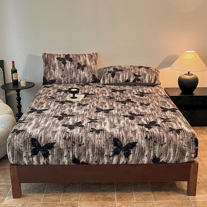 91家纺网 家纺一手货源 找家纺 子曰 2025新款加厚美拉德兔绒床笠 美拉德-梦境