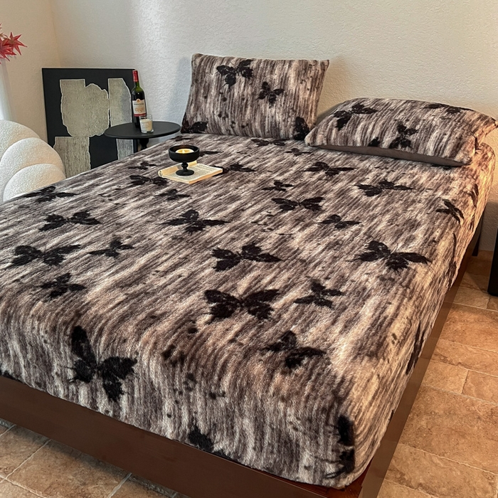 91家纺网 家纺一手货源 找家纺 子曰 2025新款加厚美拉德兔绒床笠 美拉德-梦境