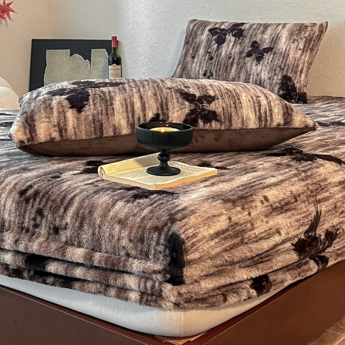 91家纺网 家纺一手货源 找家纺 子曰 2025新款加厚美拉德兔绒床笠 美拉德-梦境