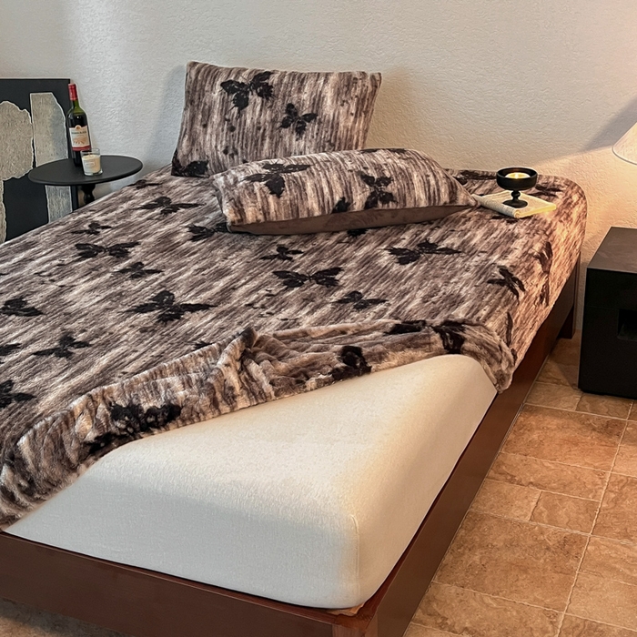 91家纺网 家纺一手货源 找家纺 子曰 2025新款加厚美拉德兔绒床笠 美拉德-梦境