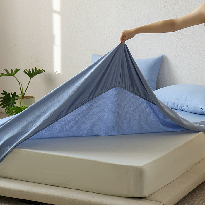 91家纺网 家纺一手货源 找家纺 千朵森 2025新款全棉纯棉提花磨毛床笠单品床笠单件单床笠 线语—雾霾蓝