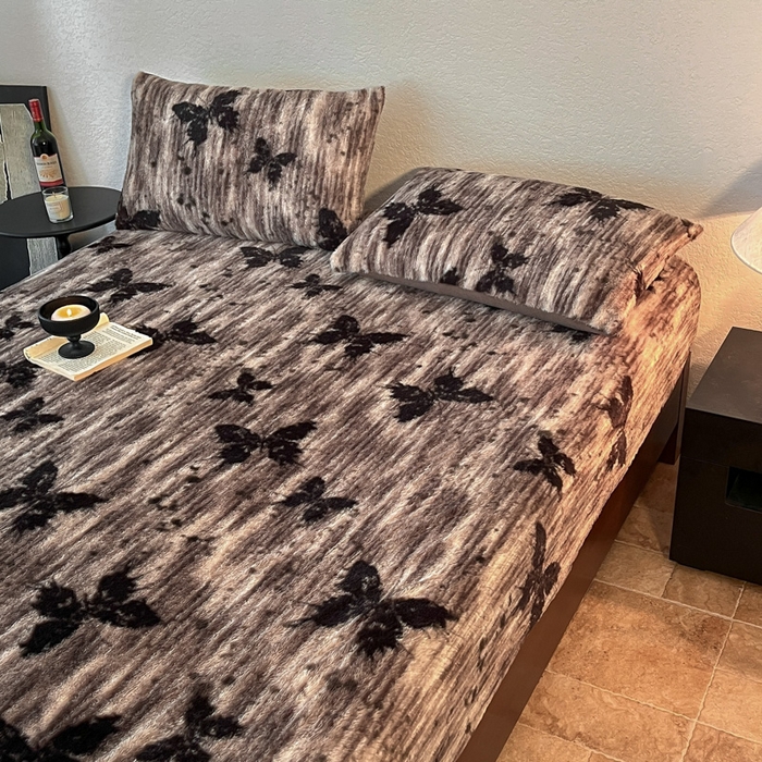 91家纺网 家纺一手货源 找家纺 子曰 2025新款加厚美拉德兔绒床笠 美拉德-梦境