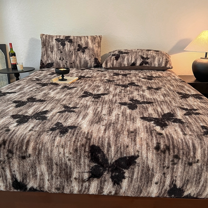 91家纺网 家纺一手货源 找家纺 子曰 2025新款加厚美拉德兔绒床笠 美拉德-梦境