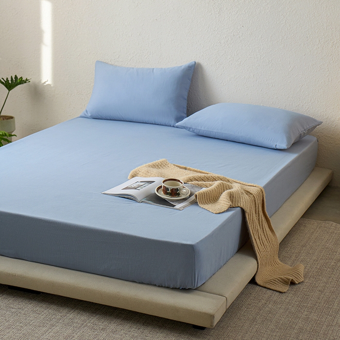 91家纺网 家纺一手货源 找家纺 千朵森 2025新款全棉纯棉提花磨毛床笠单品床笠单件单床笠 线语—雾霾蓝