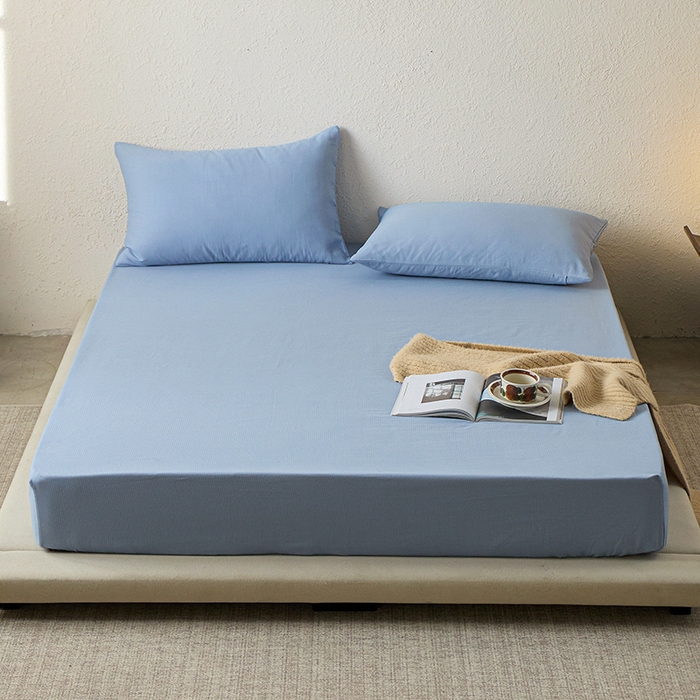 91家纺网 家纺一手货源 找家纺 千朵森 2025新款全棉纯棉提花磨毛床笠单品床笠单件单床笠 线语—雾霾蓝