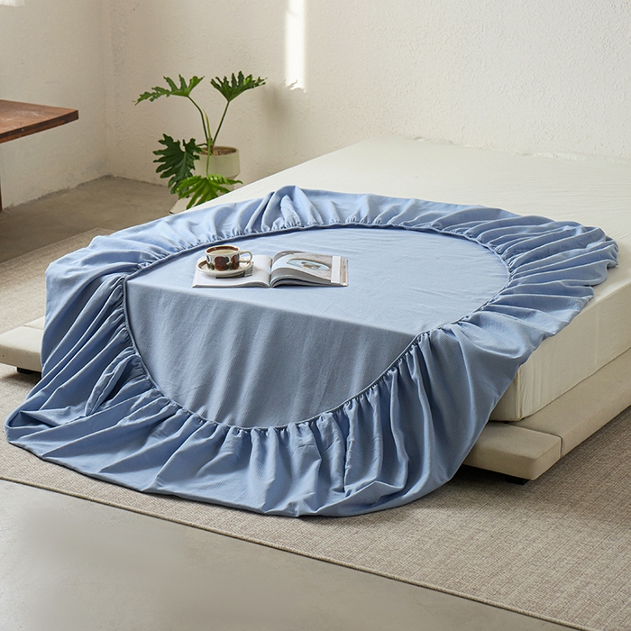 91家纺网 家纺一手货源 找家纺 千朵森 2025新款全棉纯棉提花磨毛床笠单品床笠单件单床笠 线语—雾霾蓝