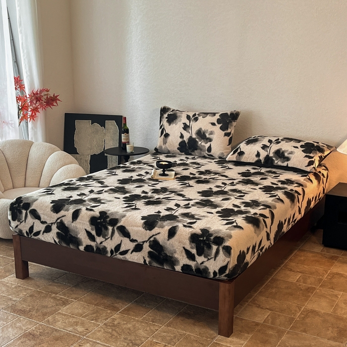 91家纺网 家纺一手货源 找家纺 子曰 2025新款加厚美拉德兔绒床笠 美拉德-莫奈