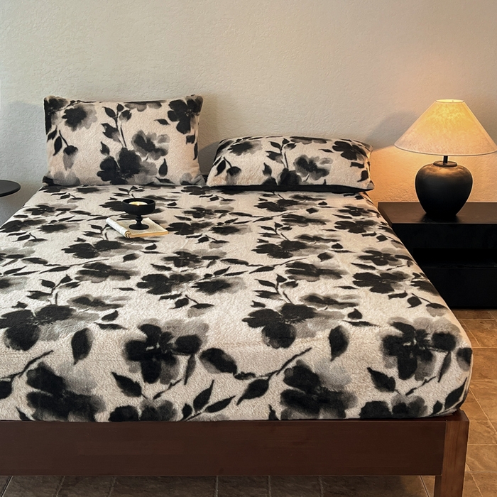 91家纺网 家纺一手货源 找家纺 子曰 2025新款加厚美拉德兔绒床笠 美拉德-莫奈