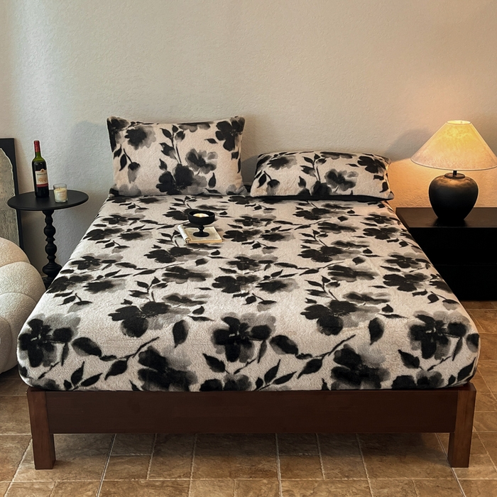 91家纺网 家纺一手货源 找家纺 子曰 2025新款加厚美拉德兔绒床笠 美拉德-莫奈