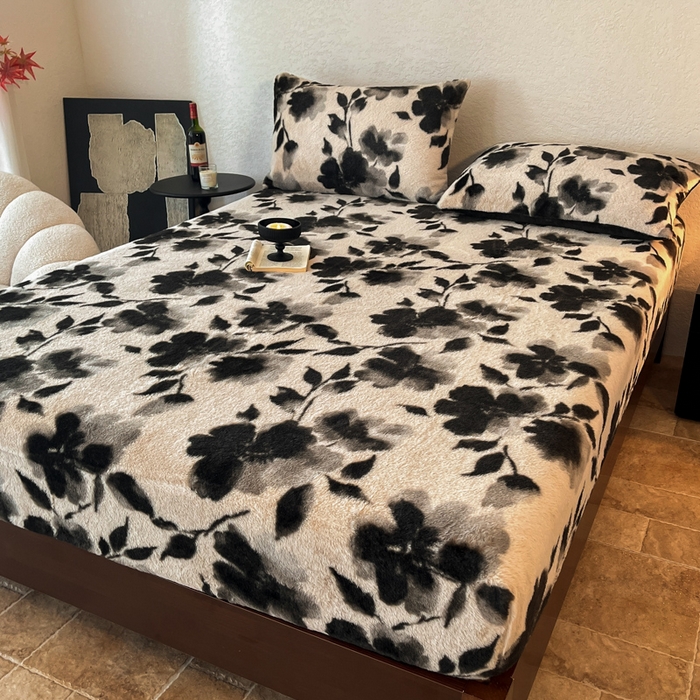 91家纺网 家纺一手货源 找家纺 子曰 2025新款加厚美拉德兔绒床笠 美拉德-莫奈