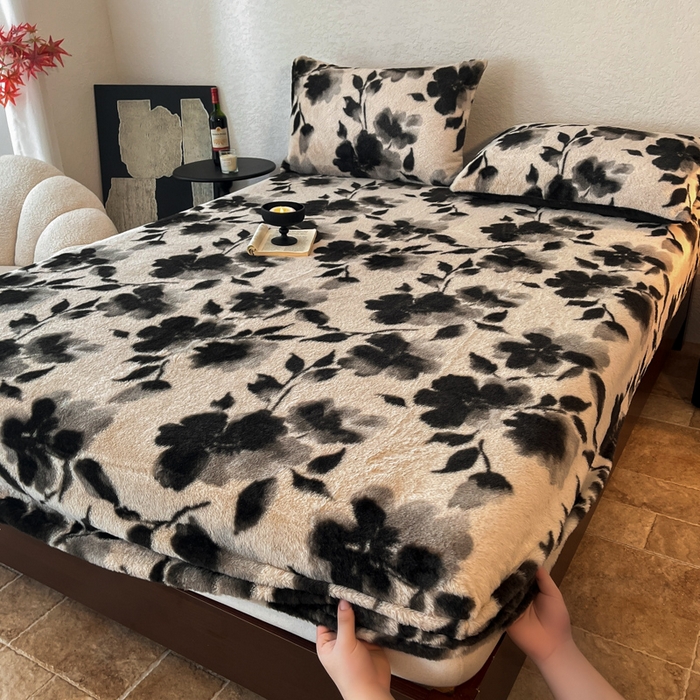 91家纺网 家纺一手货源 找家纺 子曰 2025新款加厚美拉德兔绒床笠 美拉德-莫奈