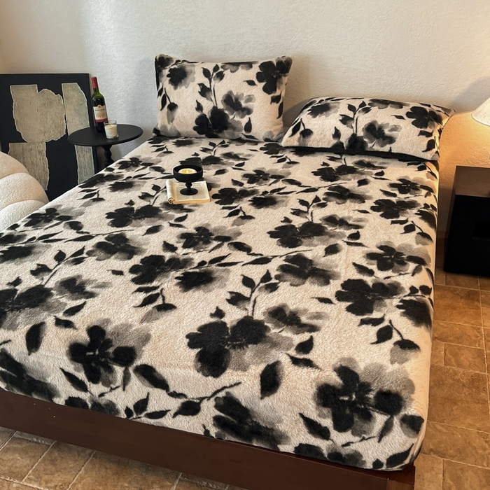 91家纺网 家纺一手货源 找家纺 子曰 2025新款加厚美拉德兔绒床笠 美拉德-莫奈