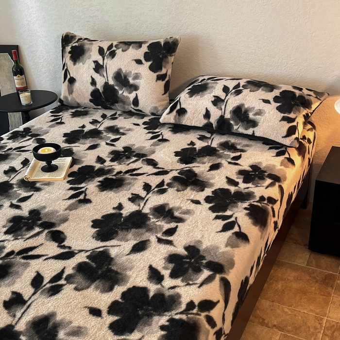 91家纺网 家纺一手货源 找家纺 子曰 2025新款加厚美拉德兔绒床笠 美拉德-莫奈