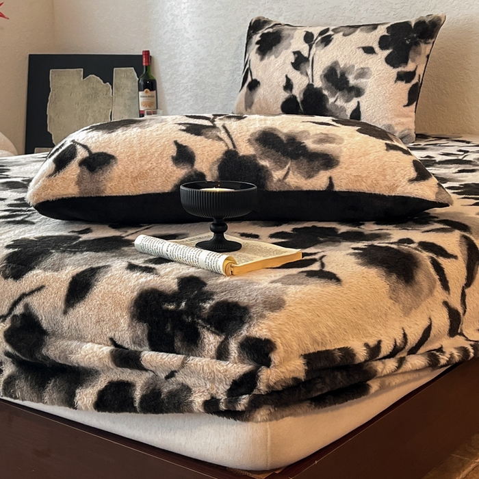 91家纺网 家纺一手货源 找家纺 子曰 2025新款加厚美拉德兔绒床笠 美拉德-莫奈