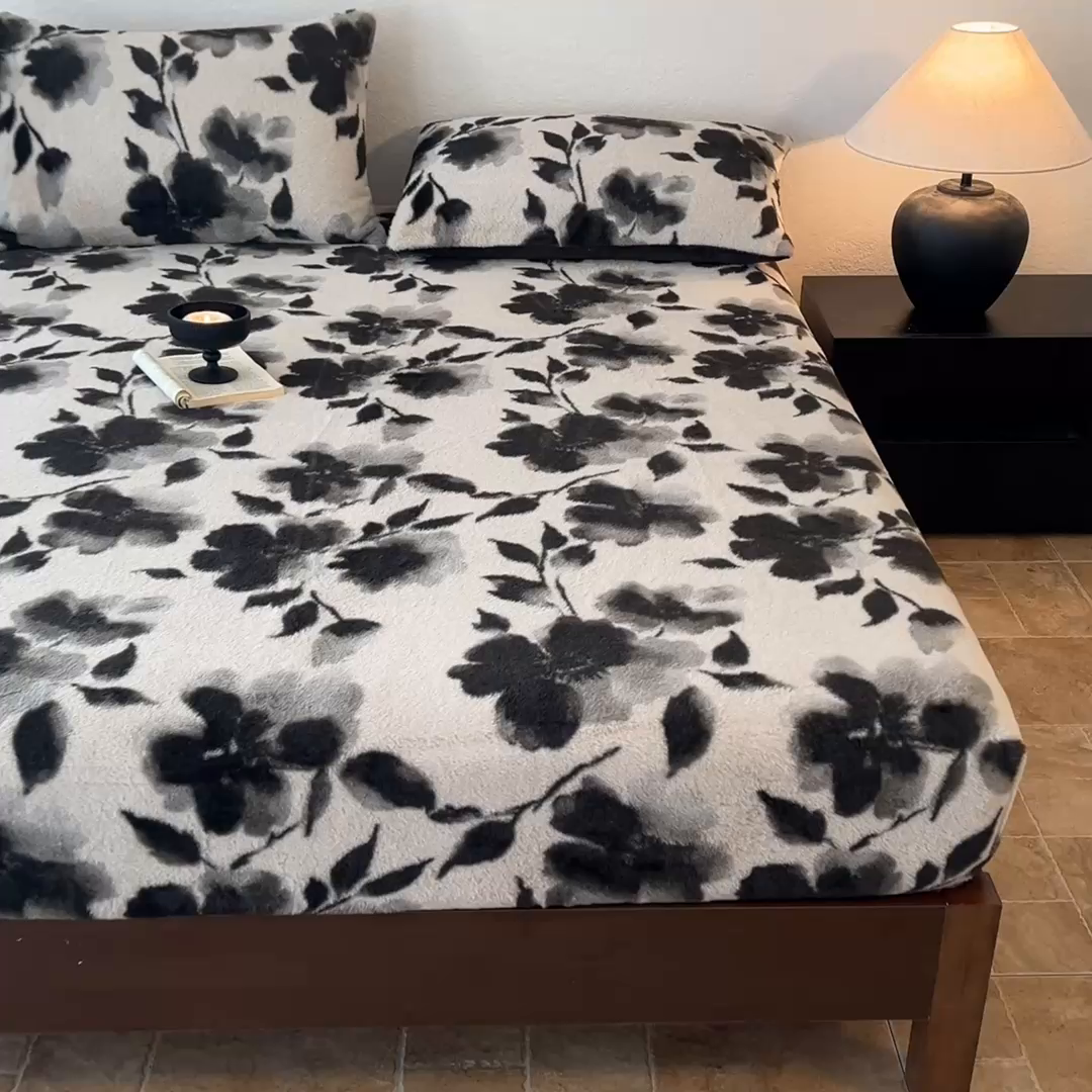 91家纺网 家纺一手货源 找家纺 子曰 2025新款加厚美拉德兔绒床笠 美拉德-莫奈