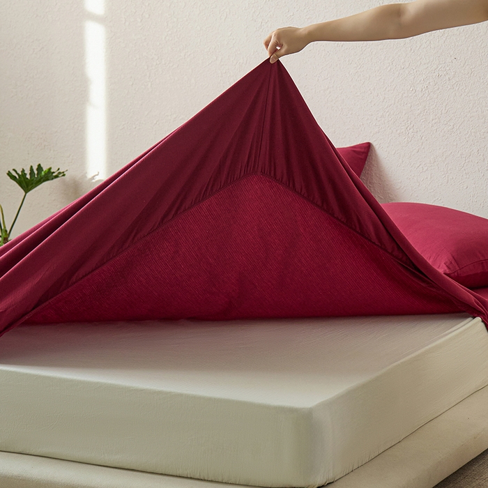 91家纺网 家纺一手货源 找家纺 千朵森 2025新款全棉纯棉提花磨毛床笠单品床笠单件单床笠 线语—喜庆红