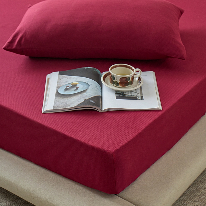 91家纺网 家纺一手货源 找家纺 千朵森 2025新款全棉纯棉提花磨毛床笠单品床笠单件单床笠 线语—喜庆红