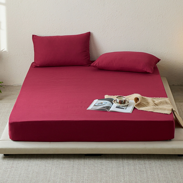 91家纺网 家纺一手货源 找家纺 千朵森 2025新款全棉纯棉提花磨毛床笠单品床笠单件单床笠 线语—喜庆红