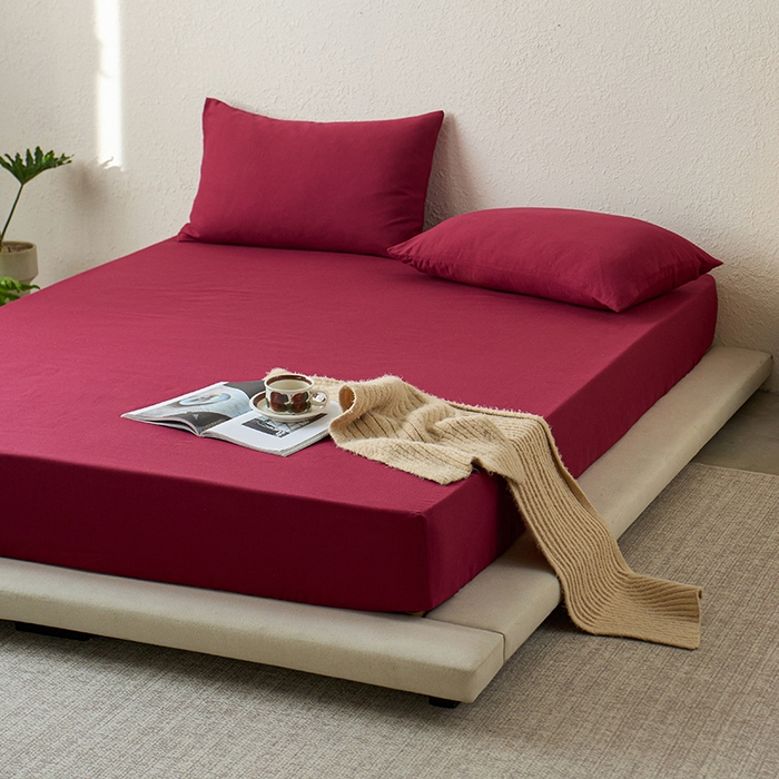 91家纺网 家纺一手货源 找家纺 千朵森 2025新款全棉纯棉提花磨毛床笠单品床笠单件单床笠 线语—喜庆红