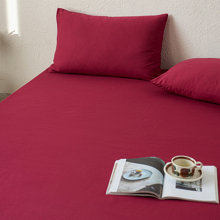 91家纺网 家纺一手货源 找家纺 千朵森 2025新款全棉纯棉提花磨毛床笠单品床笠单件单床笠 线语—喜庆红