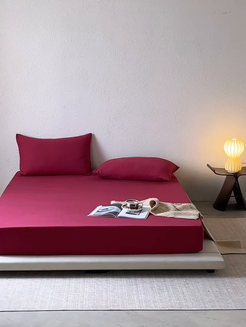 91家纺网 家纺一手货源 找家纺 千朵森 2025新款全棉纯棉提花磨毛床笠单品床笠单件单床笠 线语—喜庆红