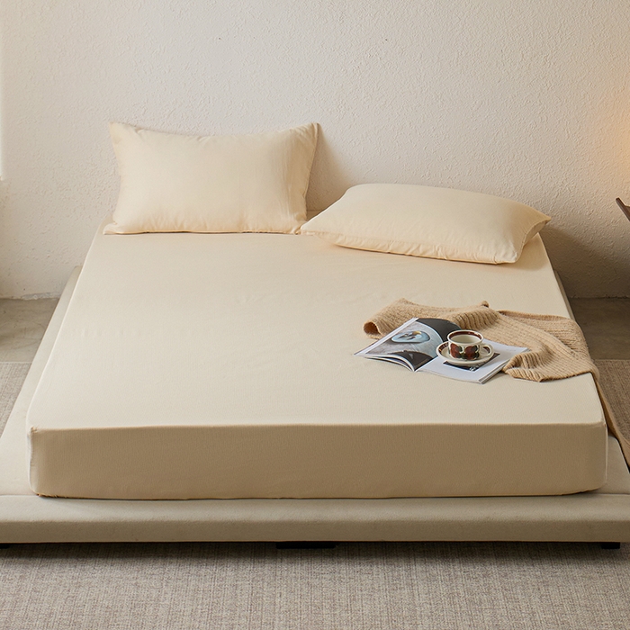 91家纺网 家纺一手货源 找家纺 千朵森 2025新款全棉纯棉提花磨毛床笠单品床笠单件单床笠 线语—杏奶米