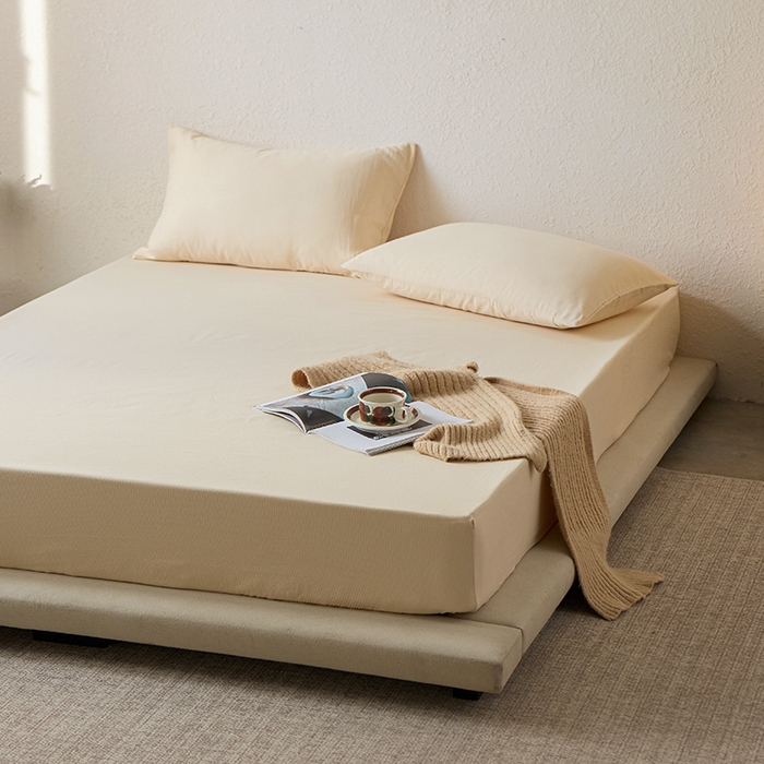 91家纺网 家纺一手货源 找家纺 千朵森 2025新款全棉纯棉提花磨毛床笠单品床笠单件单床笠 线语—杏奶米