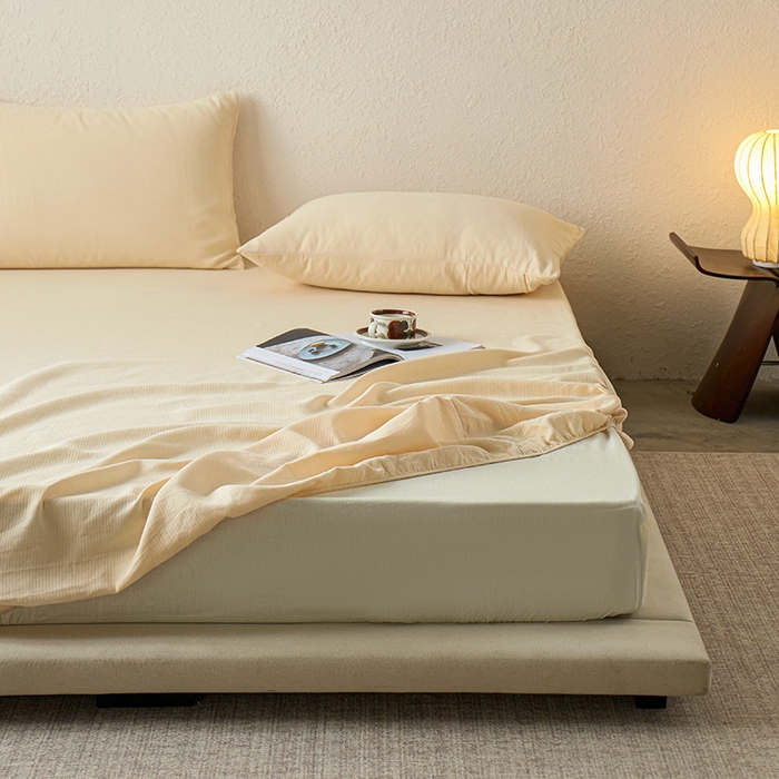 91家纺网 家纺一手货源 找家纺 千朵森 2025新款全棉纯棉提花磨毛床笠单品床笠单件单床笠 线语—杏奶米