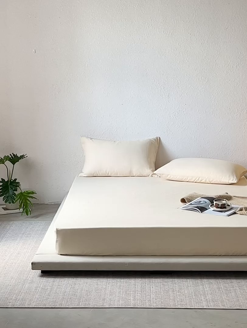 91家纺网 家纺一手货源 找家纺 千朵森 2025新款全棉纯棉提花磨毛床笠单品床笠单件单床笠 线语—杏奶米