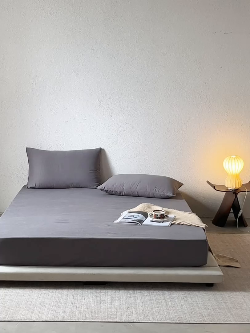 91家纺网 家纺一手货源 找家纺 千朵森 2025新款全棉纯棉提花磨毛床笠单品床笠单件单床笠 线语—夜幕灰