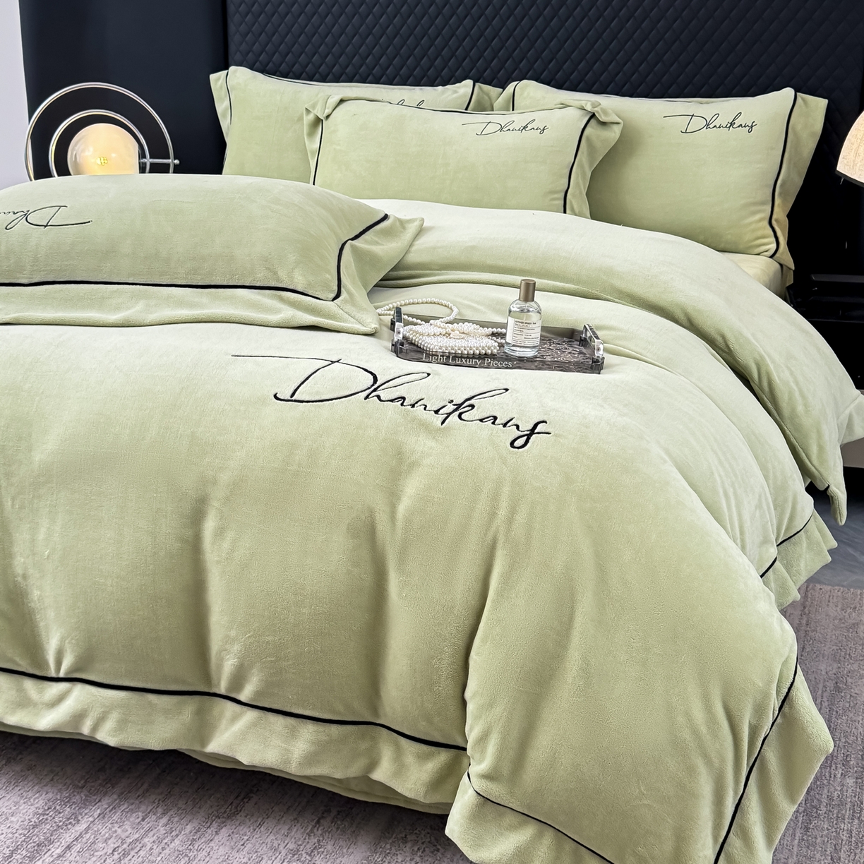 （总）KA家纺 2025新款冬轻奢刺绣款嵌绳大拼角牛奶绒四件套