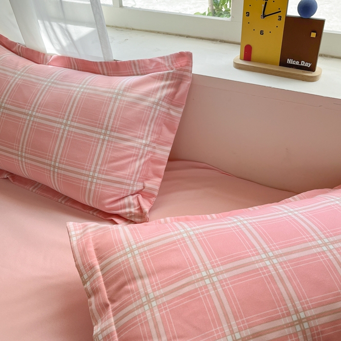 91家纺网 家纺一手货源 找家纺 好亿来家纺 2025新款植物羊绒加厚斜纹磨毛四件套及单被套系列 格弗里-粉