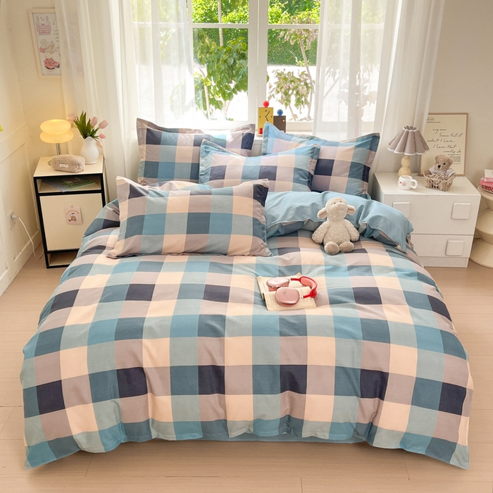 91家纺网 家纺一手货源 找家纺 好亿来家纺 2025新款植物羊绒加厚斜纹磨毛四件套及单被套系列 光年-蓝