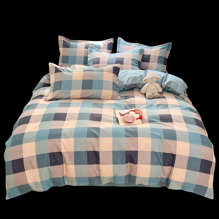 91家纺网 家纺一手货源 找家纺 好亿来家纺 2025新款植物羊绒加厚斜纹磨毛四件套及单被套系列 光年-蓝