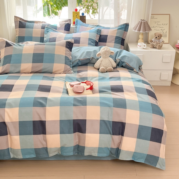 91家纺网 家纺一手货源 找家纺 好亿来家纺 2025新款植物羊绒加厚斜纹磨毛四件套及单被套系列 光年-蓝