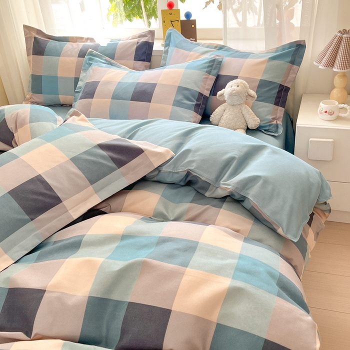 91家纺网 家纺一手货源 找家纺 好亿来家纺 2025新款植物羊绒加厚斜纹磨毛四件套及单被套系列 光年-蓝